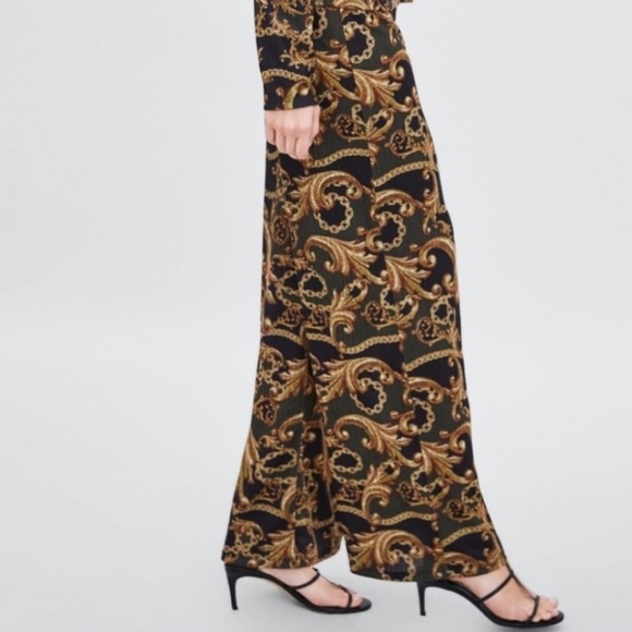 New Zara Trafalu Wide leg chain-link pants - Picture 3 of 8